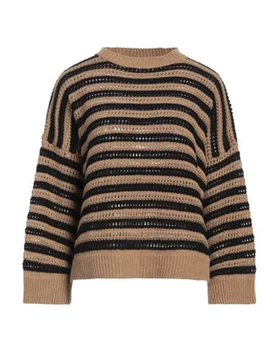 Vicolo Woman Sweater Beige Size Onesize Acrylic, Wool, Viscose, Elastane In Brown
