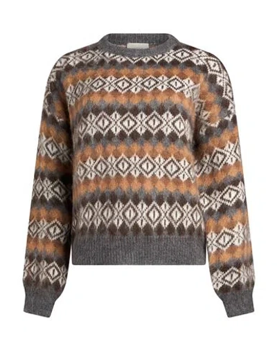 Vicolo Woman Sweater Brown Size Onesize Acrylic, Polyamide, Mohair Wool, Alpaca Wool, Viscose In Multi