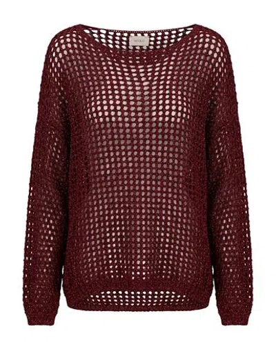 Vicolo Woman Sweater Burgundy Size Onesize Viscose, Metal In Red
