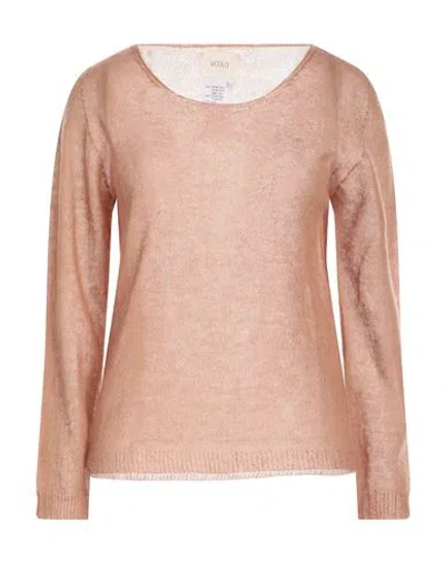 VICOLO VICOLO WOMAN SWEATER CAMEL SIZE ONESIZE MOHAIR WOOL, POLYAMIDE, WOOL