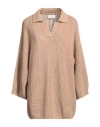 Vicolo Woman Sweater Camel Size Onesize Viscose, Polyamide, Wool, Cashmere In Beige
