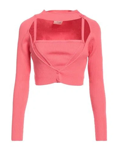 Vicolo Woman Sweater Coral Size Onesize Ecovero Viscose, Polyester In Red