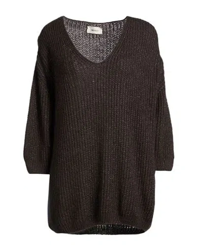 Vicolo Woman Sweater Dark Brown Size Onesize Acrylic, Polyamide, Mohair Wool, Wool, Metallic Fiber