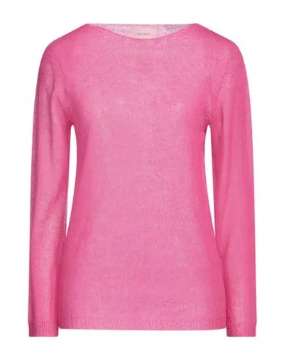 VICOLO VICOLO WOMAN SWEATER FUCHSIA SIZE ONESIZE MOHAIR WOOL, POLYAMIDE, WOOL