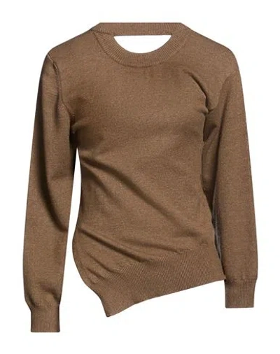 Vicolo Woman Sweater Khaki Size Onesize Viscose, Polyester, Polyamide In Brown