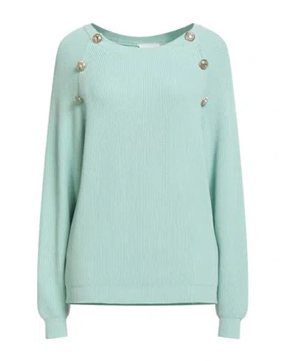Vicolo Woman Sweater Light Green Size Onesize Viscose, Polyester In Blue
