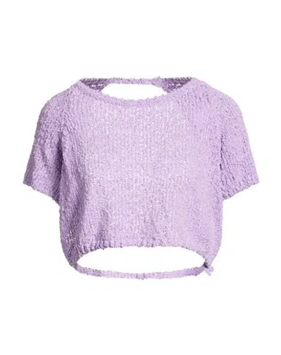 Vicolo Woman Sweater Lilac Size Onesize Cotton, Polyamide In Purple
