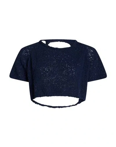Vicolo Woman Sweater Navy Size Onesize Cotton, Polyamide In Blue