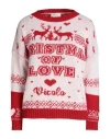 Vicolo Woman Sweater White Size Onesize Wool, Acrylic In Red