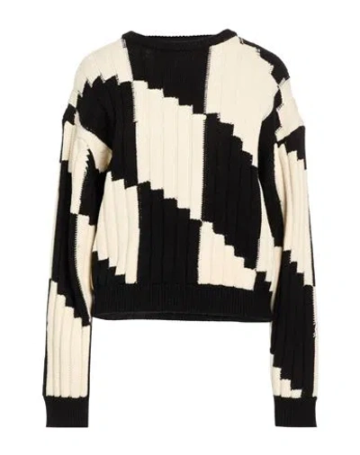 Vicolo Woman Sweater White Size M Wool, Polyamide In Black