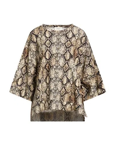 Vicolo Woman Sweatshirt Beige Size Onesize Cotton In Brown