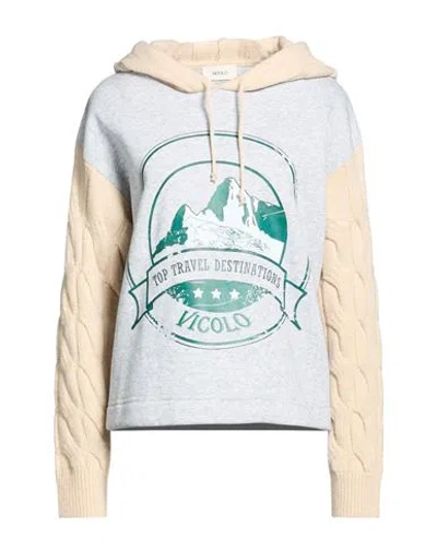 Vicolo Woman Sweatshirt Grey Size Onesize Cotton, Polyester, Acrylic, Wool, Polyamide In Multi
