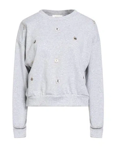 Vicolo Woman Sweatshirt Grey Size Onesize Cotton, Polyester In Gray