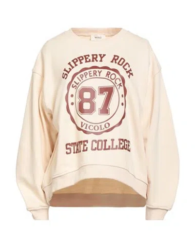 Vicolo Woman Sweatshirt Ivory Size Onesize Cotton, Polyester In Neutral