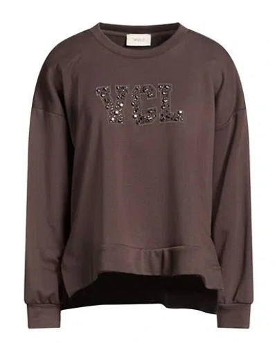 Vicolo Woman Sweatshirt Lead Size Onesize Cotton, Polyester In Brown