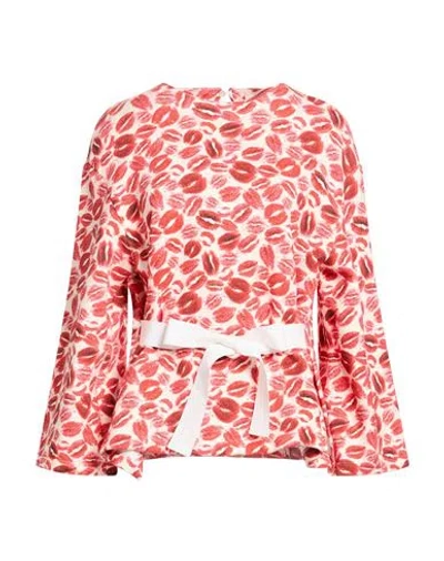 Vicolo Woman Sweatshirt Red Size M Cotton In Pink