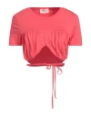 Vicolo Woman T-shirt Coral Size Onesize Cotton In Red
