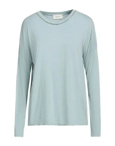 Vicolo Woman T-shirt Sky Blue Size S Cotton