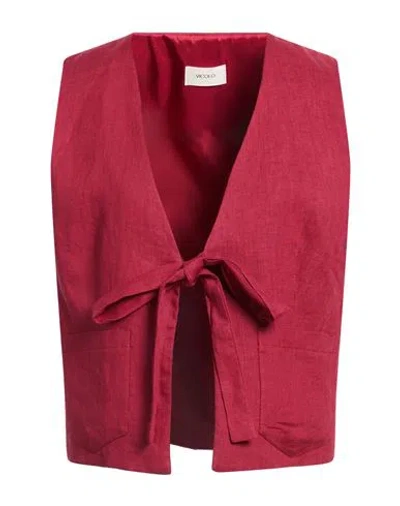 Vicolo Woman Tailored Vest Brick Size M Linen In Multi
