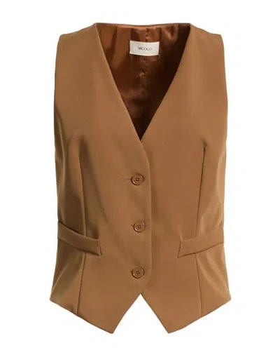 Vicolo Woman Tailored Vest Brown Size M Polyester, Viscose, Elastane