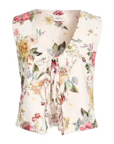 Vicolo Woman Tailored Vest Ivory Size M Cotton In Multi