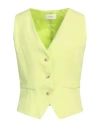 Vicolo Woman Tailored Vest Lime Green Size Xs Viscose, Linen In Green