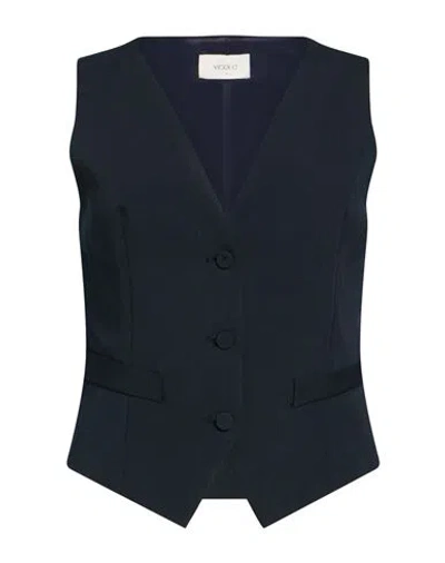 Vicolo Woman Tailored Vest Navy Size S Polyester, Viscose, Elastane In Blue