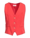 Vicolo Woman Tailored Vest Red Size M Viscose, Linen