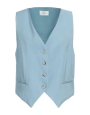 Vicolo Woman Tailored Vest Sky Blue Size L Viscose, Polyester In Blue