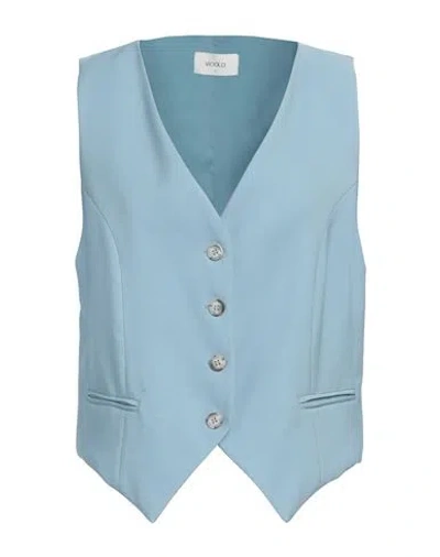 Vicolo Woman Tailored Vest Sky Blue Size L Viscose, Polyester