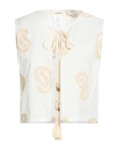 Vicolo Woman Tailored Vest White Size M Cotton