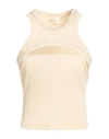 Vicolo Woman Tank Top Beige Size Onesize Cotton In Neutral