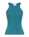Vicolo Woman Tank Top Deep Teal Size Onesize Viscose, Elastane In Blue