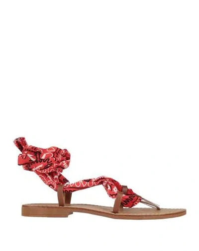 Vicolo Woman Thong Sandal Red Size 7 Textile Fibers In Black