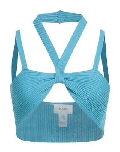 Vicolo Woman Top Azure Size Onesize Viscose, Polyester In Blue