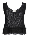Vicolo Woman Top Black Size Onesize Cotton, Acrylic In Black