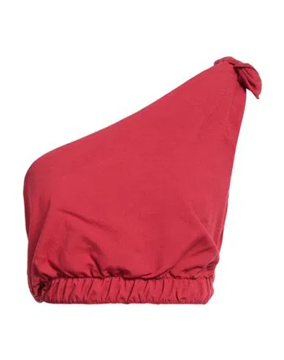 Vicolo Woman Top Brick Size M Viscose, Linen In Red
