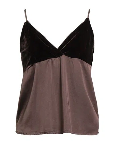 Vicolo Woman Top Brown Size M Viscose, Silk