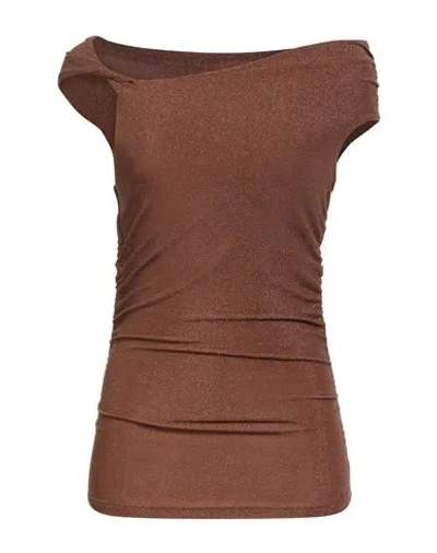 Vicolo Woman Top Brown Size Onesize Viscose, Polyester, Elastane