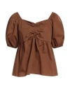 Vicolo Woman Blouse Brown Size S Cotton In Brown