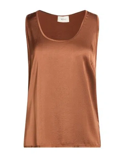 Vicolo Woman Top Brown Size S Viscose, Elastane
