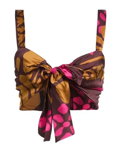Vicolo Woman Top Burgundy Size M Viscose In Brown
