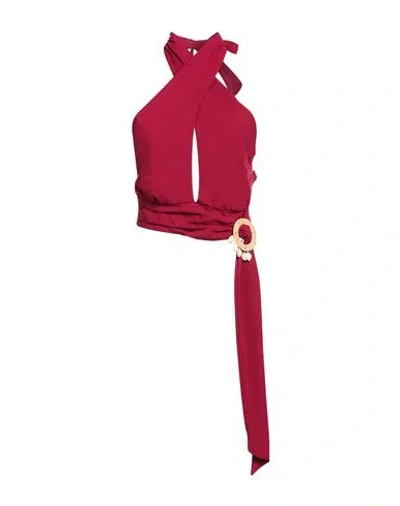Vicolo Woman Top Burgundy Size Onesize Viscose, Linen In Red