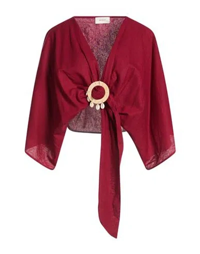 Vicolo Woman Top Burgundy Size Onesize Viscose, Linen In Red