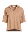 Vicolo Woman Top Camel Size S Cotton, Elastane In Brown