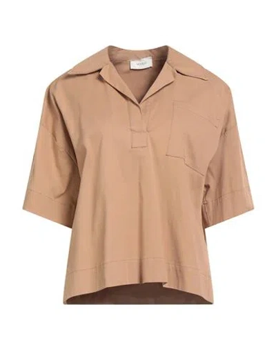 Vicolo Woman Top Camel Size S Cotton, Elastane In Brown
