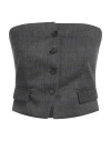 Vicolo Woman Top Charcoal Size M Polyester, Viscose, Elastane