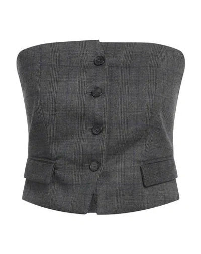 Vicolo Woman Top Charcoal Size M Polyester, Viscose, Elastane