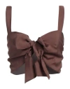 Vicolo Woman Top Chocolate Brown Size M Lyocell, Polyester
