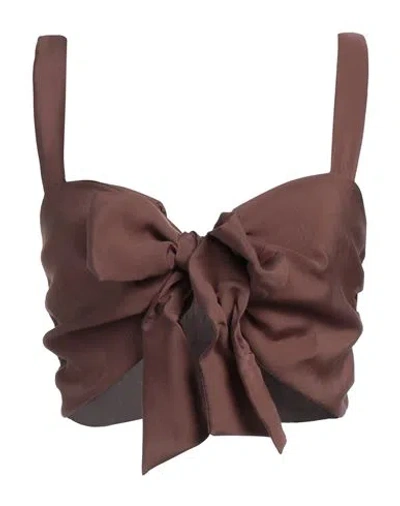 Vicolo Woman Top Chocolate Brown Size M Lyocell, Polyester In Brown
